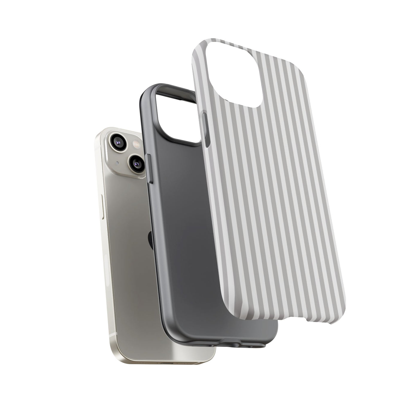 Tough Premium Ash Grey Stripes Phone Case Gift for Her - For Apple iPhone 16 Pro Max 16e iPhone 15 Pro iPhone Iphone 14 Plus 13 Pro 12 SE XR - Studio40ParkLane