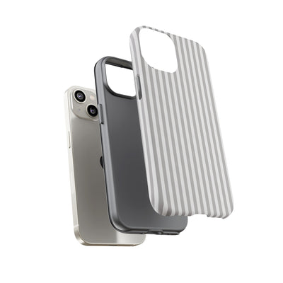 Tough Premium Ash Grey Stripes Phone Case Gift for Her - For Apple iPhone 16 Pro Max 16e iPhone 15 Pro iPhone Iphone 14 Plus 13 Pro 12 SE XR - Studio40ParkLane