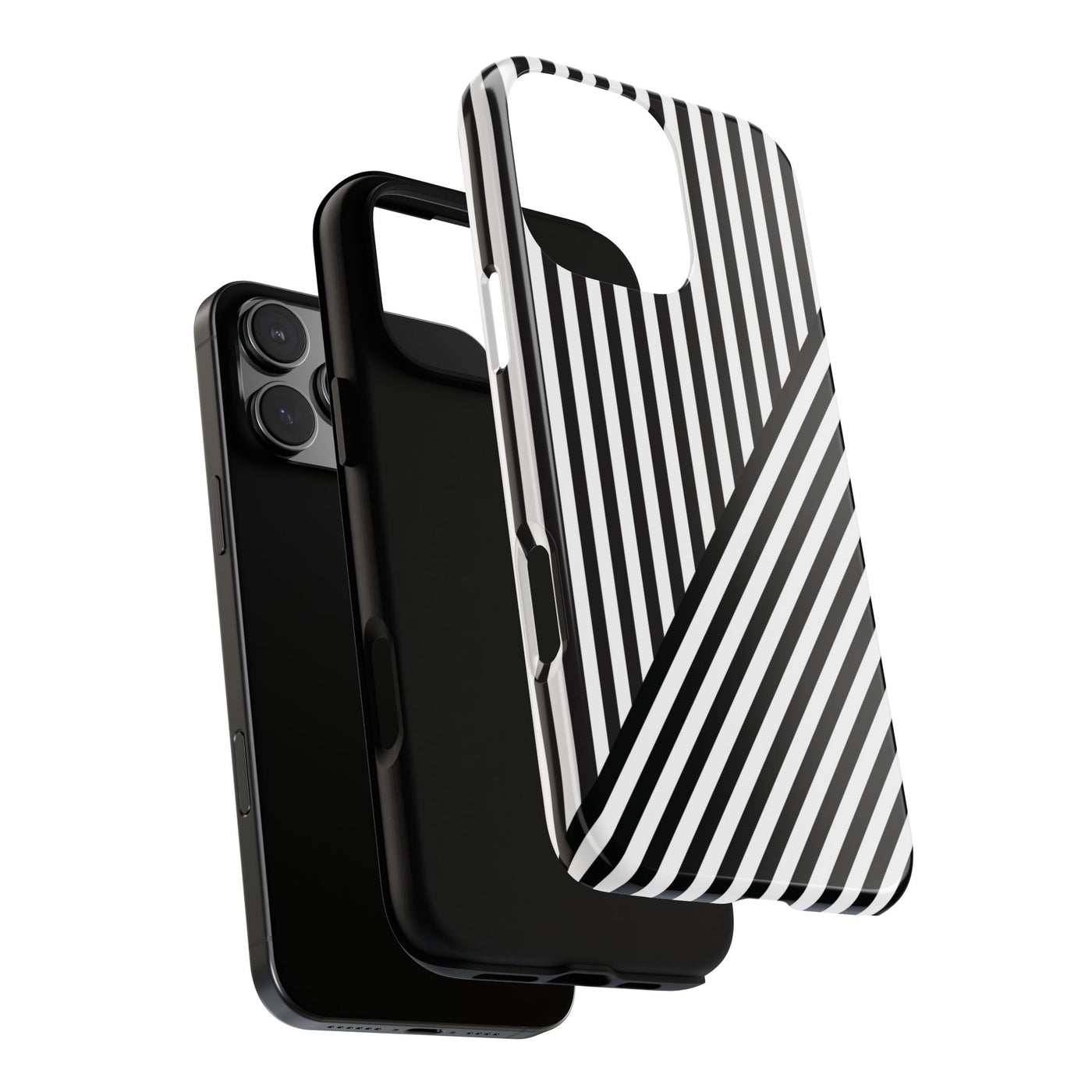 Aesthetic Tough Black White Stripes Phone Case - For iPhone 17 Pro Max iPhone 16 Pro iPhone 15 Iphone 14 Plus 13 Pro 12 11 10 XR - Studio40ParkLane