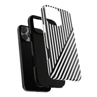 Aesthetic Tough Black White Stripes Phone Case - For iPhone 17 Pro Max iPhone 16 Pro iPhone 15 Iphone 14 Plus 13 Pro 12 11 10 XR - Studio40ParkLane