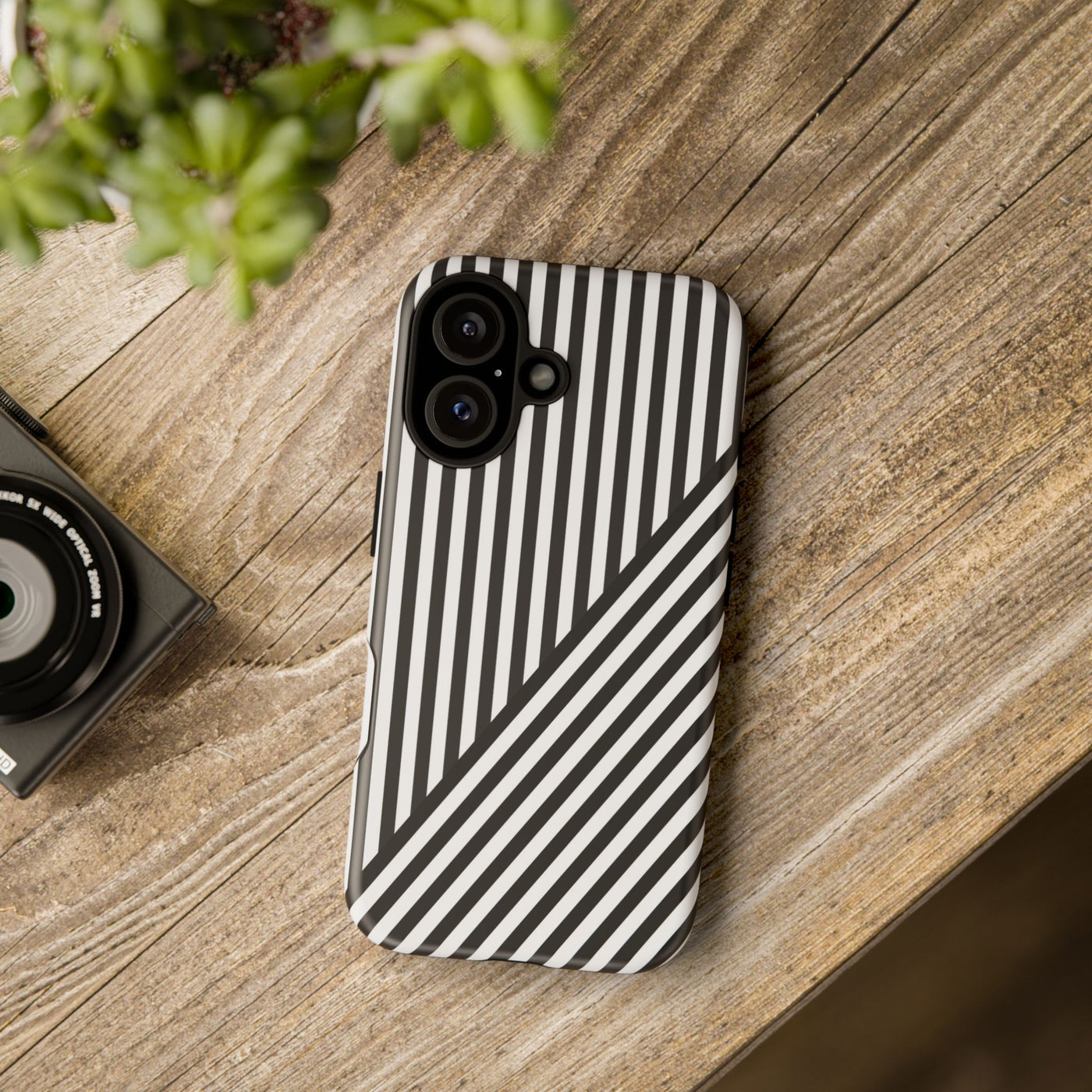 Aesthetic Tough Black White Stripes Phone Case - For iPhone 17 Pro Max iPhone 16 Pro iPhone 15 Iphone 14 Plus 13 Pro 12 11 10 XR - Studio40ParkLane