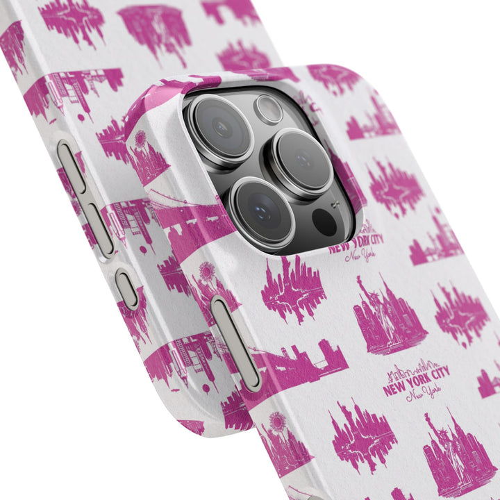 Slim New York Skyline Pink Collage Coquette Gift for Her Cute Phone Cases for Iphone 16 Pro Max | iPhone 15 Case | iPhone 15 Pro Max Case, Iphone 14, Iphone 14 Pro Max, Iphone 13 12 11 8 7 - Studio40ParkLane