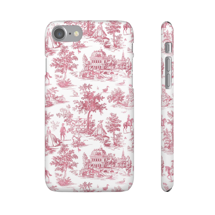 Sleek Snap Pink French Toile Cute Phone Case for iPhone 16 15 14 13 12 11 X Xs Max Xr Pro Plus Samsung Galaxy S24 S23 S22 S21 S20 Note Ultra
