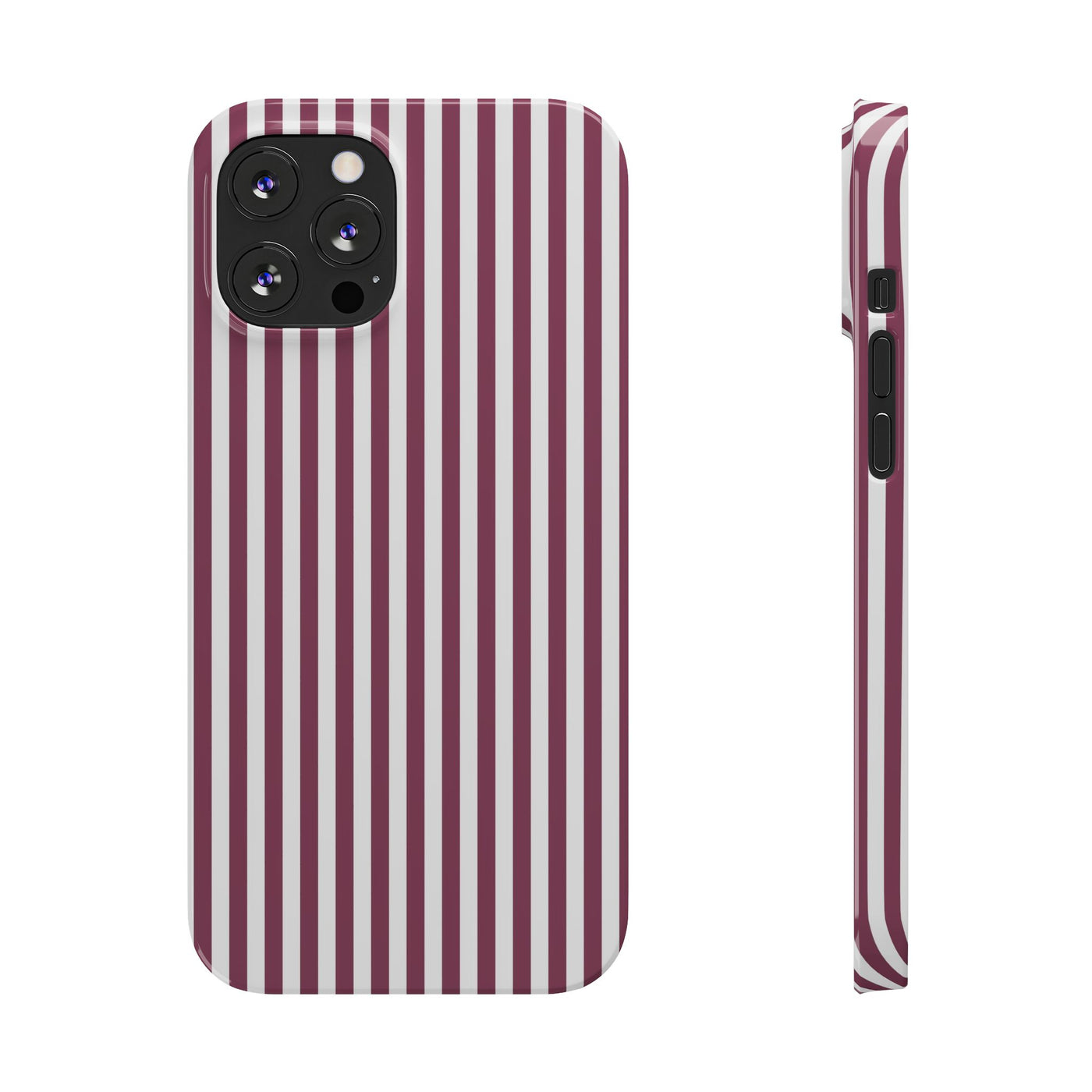 Slim Claret Red Striped Cute Phone Case for Iphone 16 - | iPhone 15 Pro Max Case | iPhone 14 Case Iphone 13 12 11 10 9 8 7 XS X Gift for Her - Studio40ParkLane