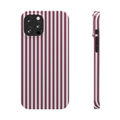 Slim Claret Red Striped Cute Phone Case for Iphone 16 - | iPhone 15 Pro Max Case | iPhone 14 Case Iphone 13 12 11 10 9 8 7 XS X Gift for Her - Studio40ParkLane