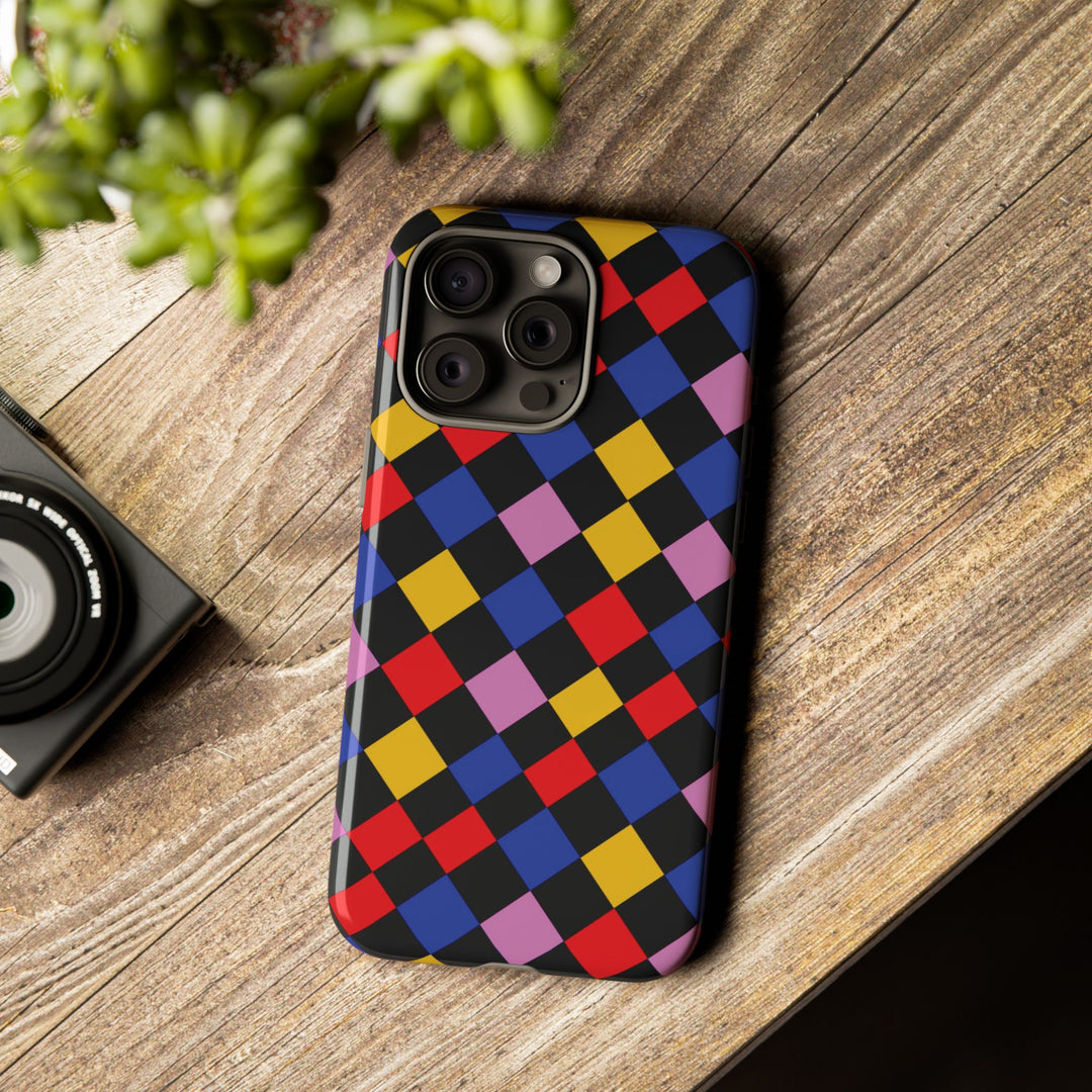 Aesthetic Tough Colorful Checkerboard Phone Case Premium - For iPhone 17 Pro Max iPhone 16 Pro iPhone 15 Iphone 14 Plus 13 Pro 12 11 10 XR - Studio40ParkLane
