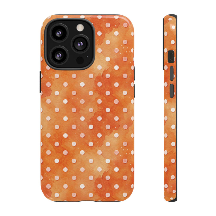 Aesthetic Tough Orange Polka Dots Watercolor Phone Case - For iPhone 17 Pro Max iPhone 16 Pro iPhone 15 Iphone 14 Plus 13 Pro 12 11 10 XR - Studio40ParkLane