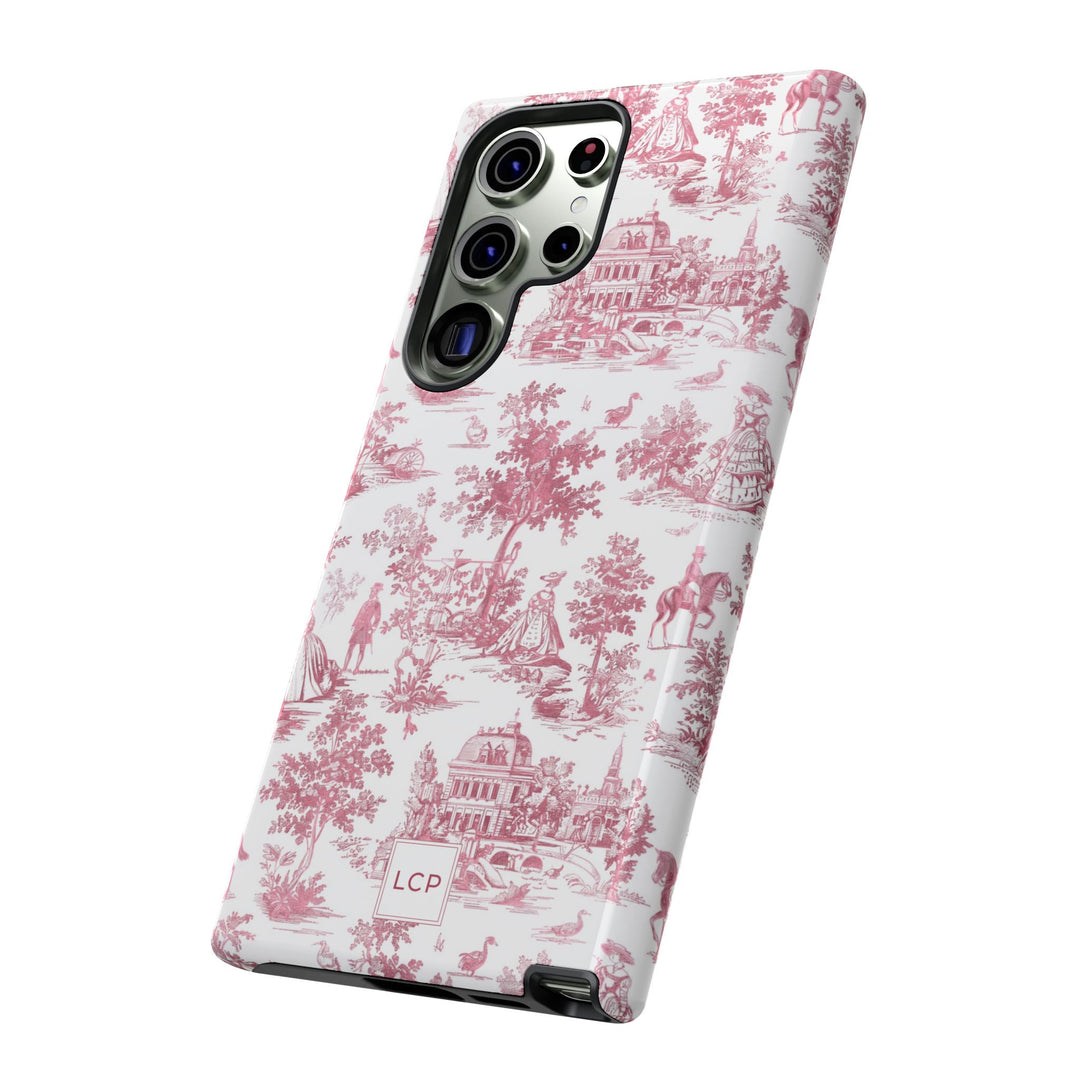 Personalized Custom French Toile Tough Cute Phone Case For Apple iPhone 18, 17, 16, 15 14, Pro Max, Samsung Galaxy S26, S25, S24 Plus Ultra
