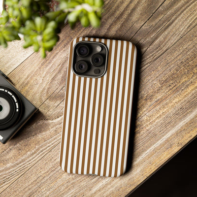 Tough Premium Mocca Brown Stripes Phone Case Gift for Her - For Apple iPhone 16 Pro Max 16e iPhone 15 Pro iPhone Iphone 14 Plus 13 Pro 12 SE XR - Studio40ParkLane