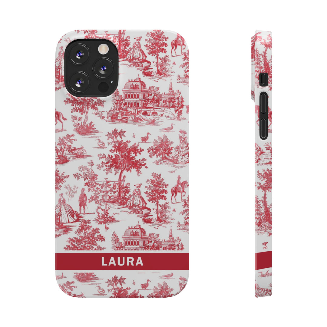 Slim French Toile Personalized Initial Custom Gift for Her Cute Phone Cases for Iphone 16 Pro Max | iPhone 15 Case | iPhone 15 Pro Max Case, Iphone 14, 13, 12, 11, 10, 8, 7 - Studio40ParkLane