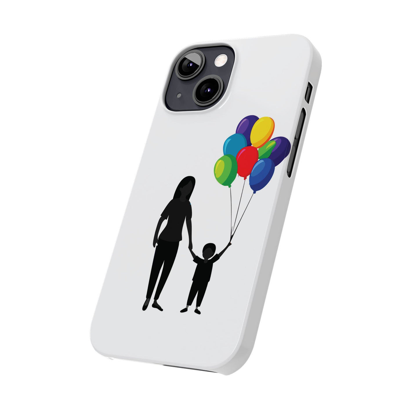 Slim Mother Child Balloons Gift for Her Cute Phone Cases for Iphone 16 Pro Max | iPhone 15 Case | iPhone 15 Pro Max Case, Iphone 14, 13, 12, 11, 10, 8, 7