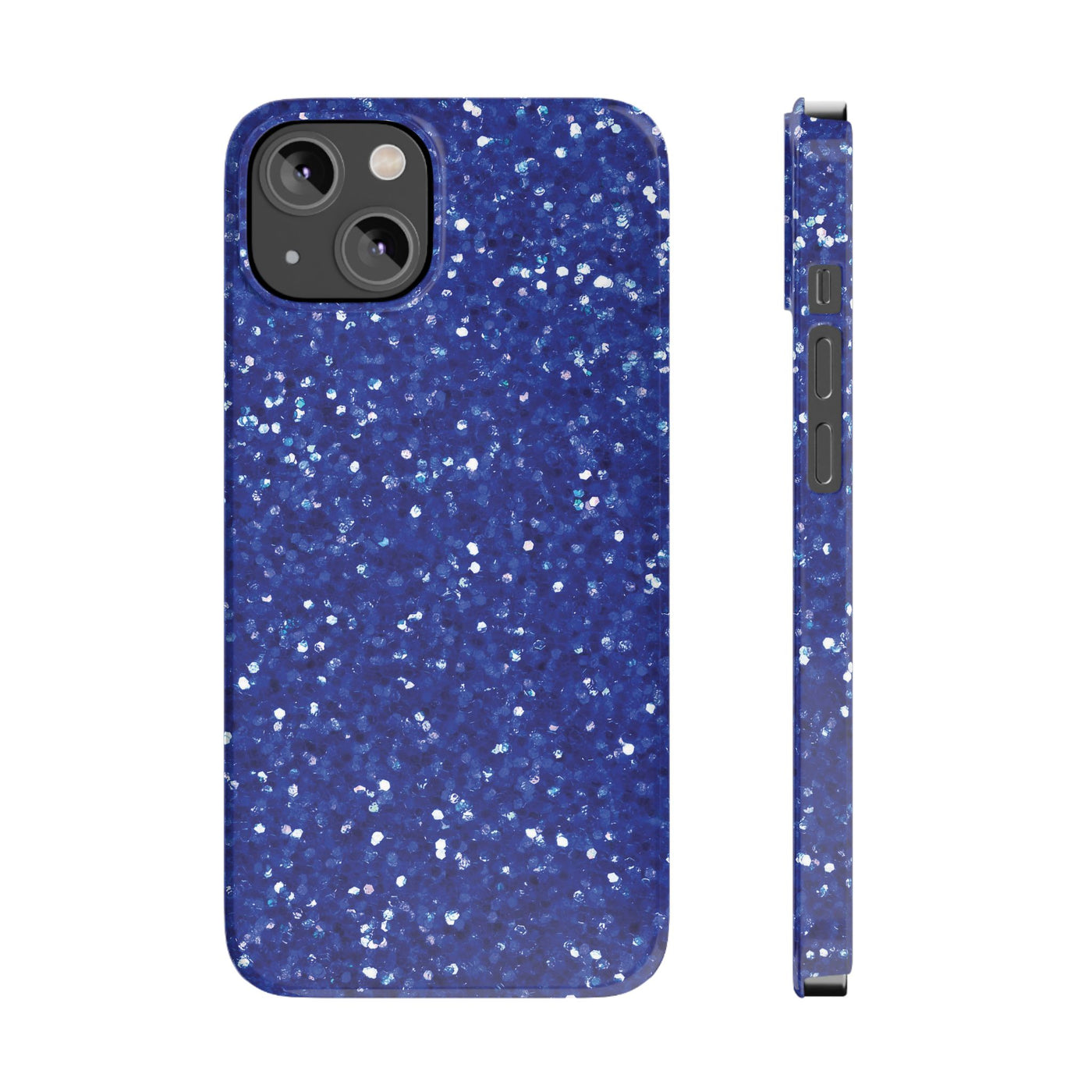 Slim Blue Muted Faux Play on Glitter Effect Cute Phone Cases for Iphone 16 Pro Max | iPhone 15 Case | iPhone 15 Pro Max Case, Iphone 14, Iphone 14 Pro Max, Iphone 13 12 11 8 7