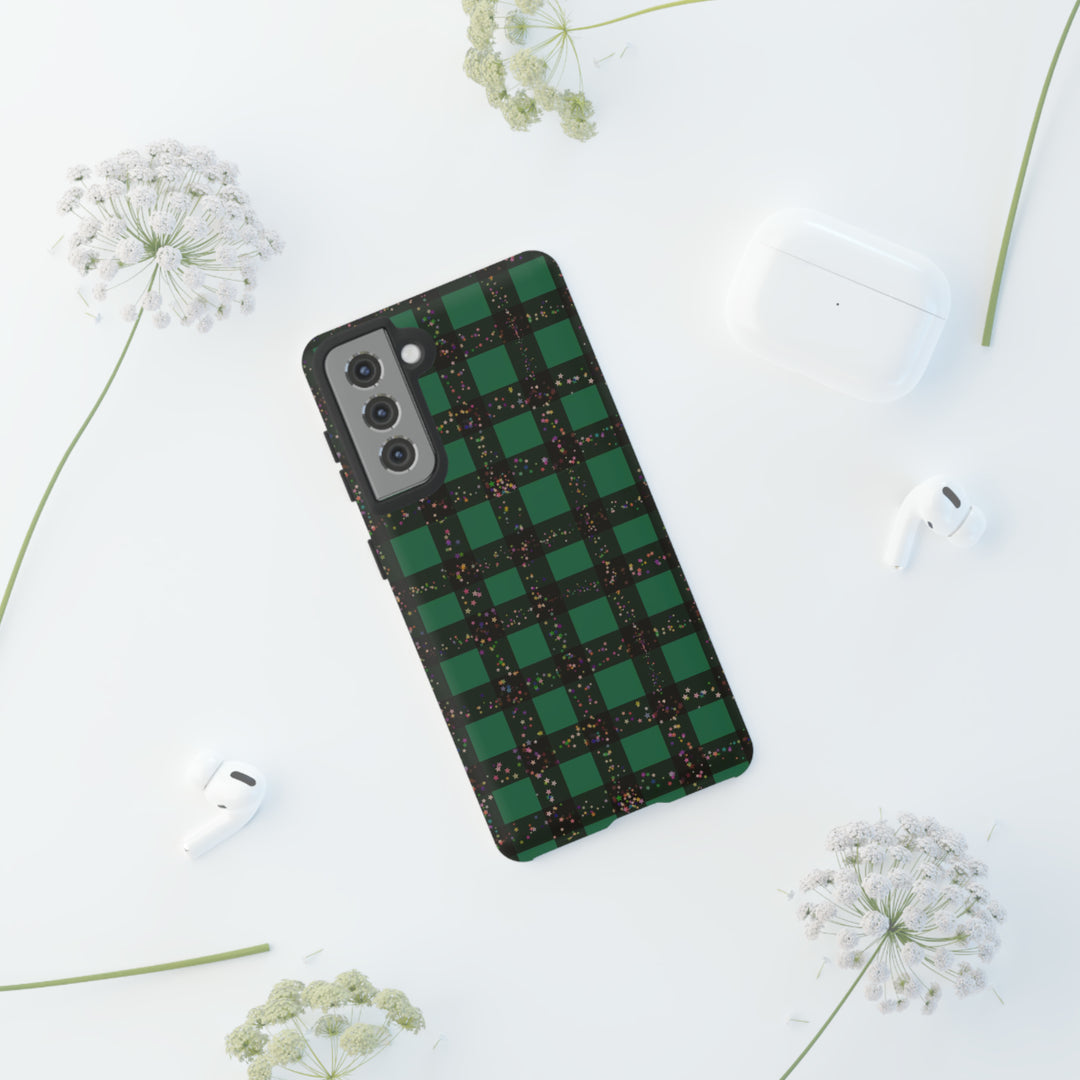 Cute Samsung Phone Cases, Designer Samsung Galaxy S23 Phone Case, Samsung S22 Case, Samsung S21 Case, Samsung S20 Case, Green Festive Plaid - Studio40ParkLane