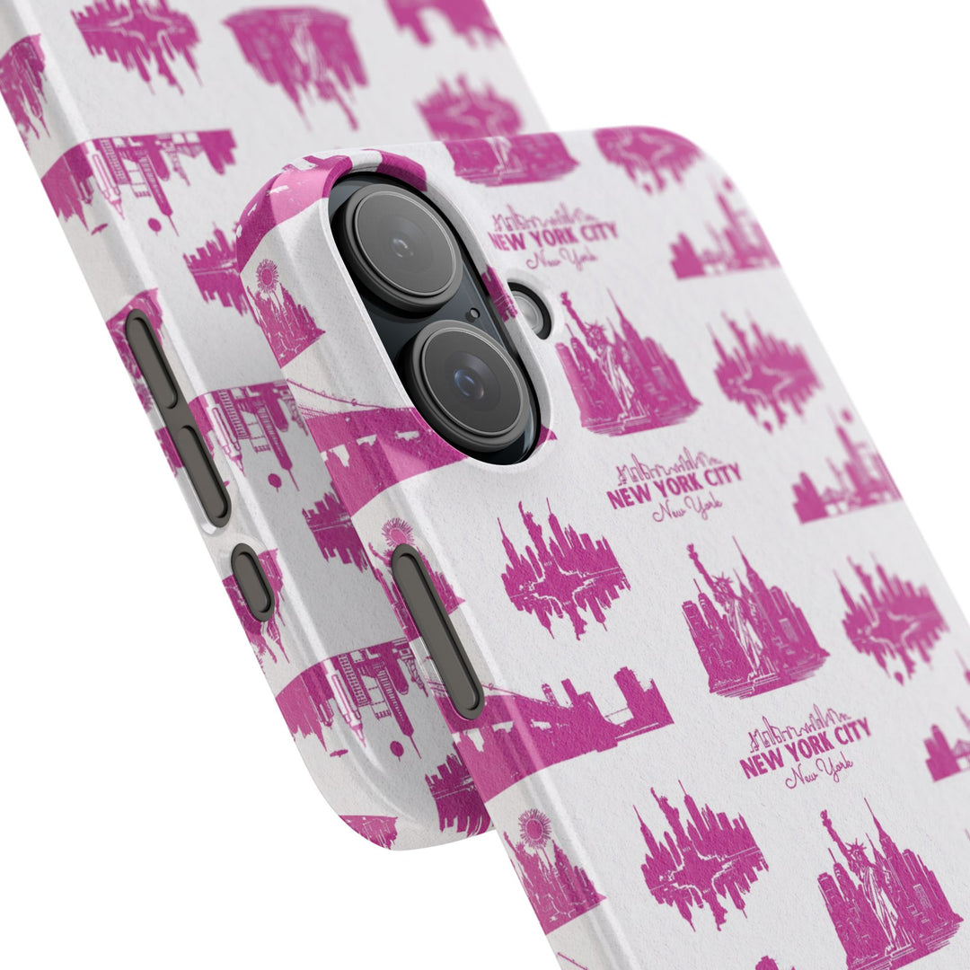Slim New York Skyline Pink Collage Coquette Gift for Her Cute Phone Cases for Iphone 16 Pro Max | iPhone 15 Case | iPhone 15 Pro Max Case, Iphone 14, Iphone 14 Pro Max, Iphone 13 12 11 8 7 - Studio40ParkLane