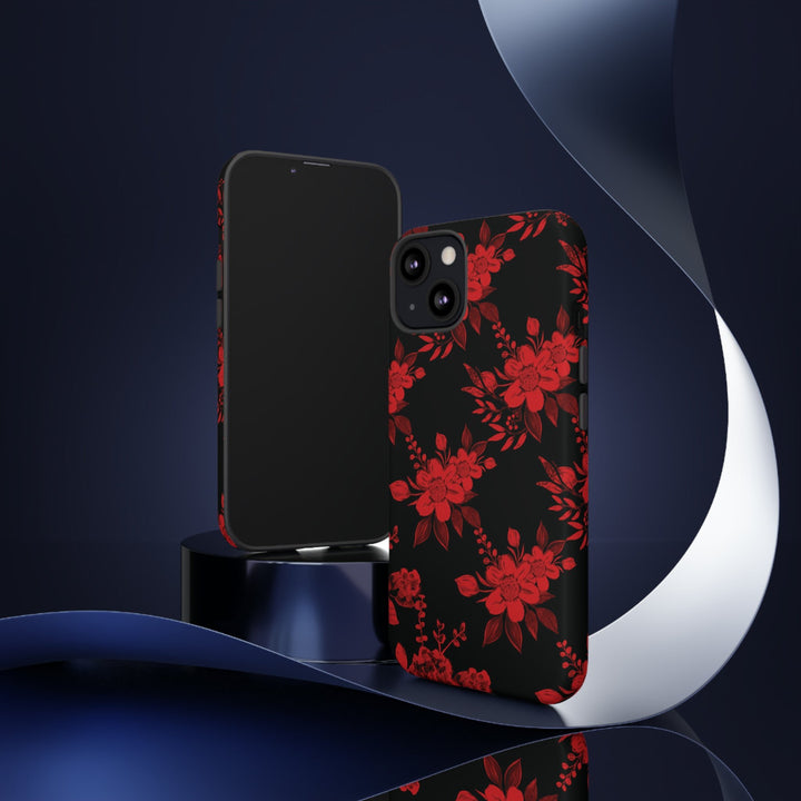 Cute IPhone Case | Red Black Flowers, iPhone 15 Case | iPhone 15 Pro Case, Iphone 14 Case, Iphone 14 Pro Max Case, Protective Iphone Case - Studio40ParkLane