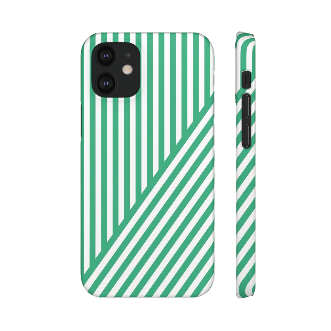 Aesthetic Emerald Stripes Cute Phone Case Sleek Snap - For iPhone 17 Pro Max iPhone 16 Pro iPhone 15 Iphone 14 Plus 13 Pro 12 11 10 Gift