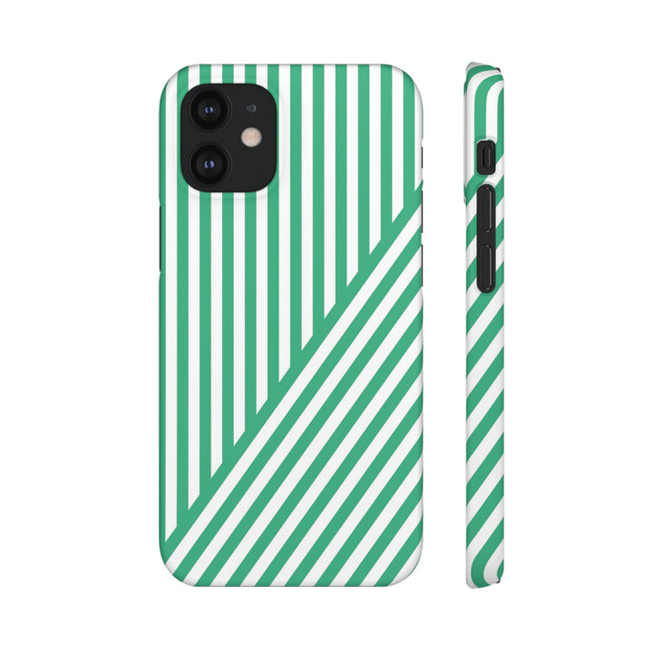 Aesthetic Emerald Stripes Cute Phone Case Sleek Snap - For iPhone 17 Pro Max iPhone 16 Pro iPhone 15 Iphone 14 Plus 13 Pro 12 11 10 Gift
