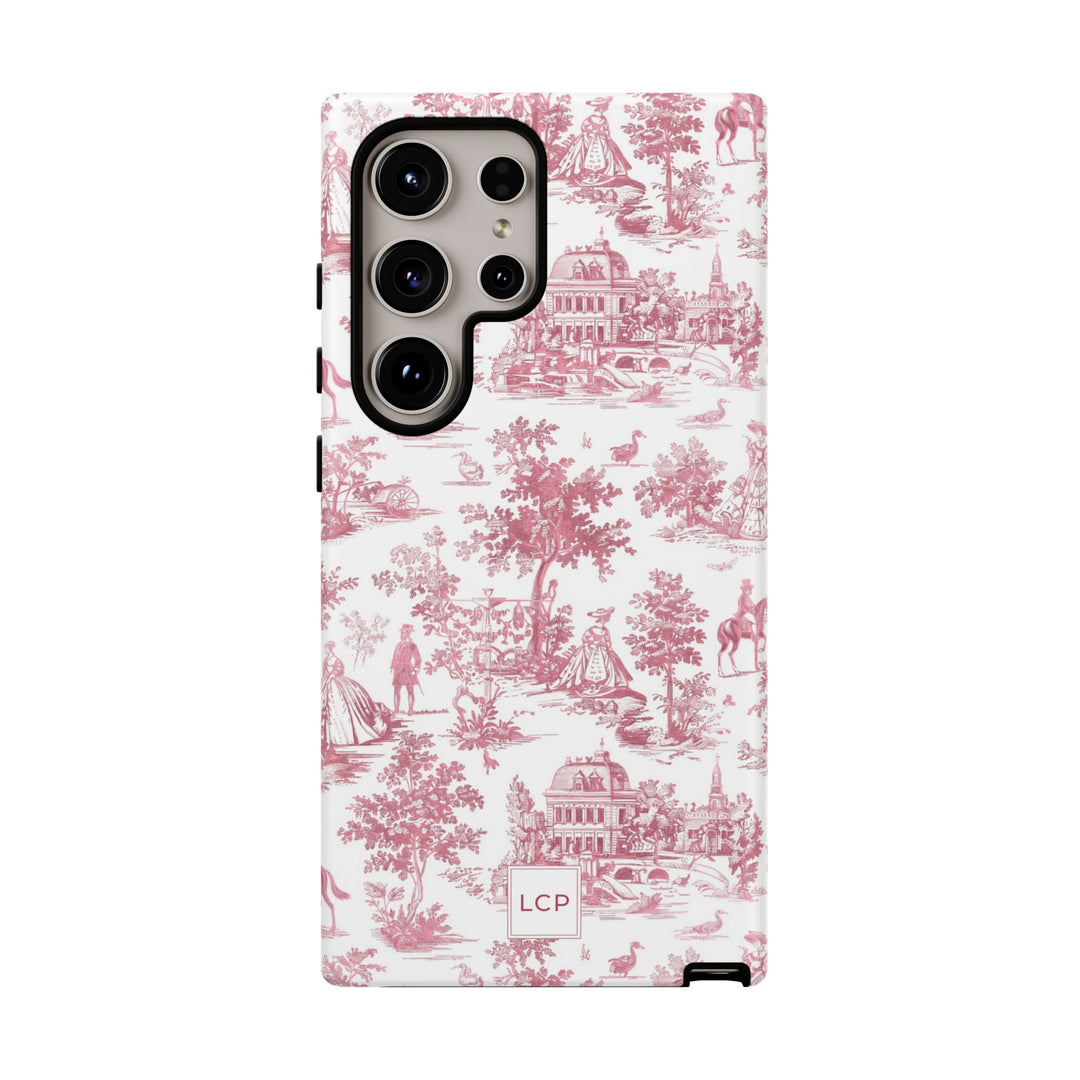 Personalized Custom French Toile Tough Cute Phone Case For Apple iPhone 18, 17, 16, 15 14, Pro Max, Samsung Galaxy S26, S25, S24 Plus Ultra