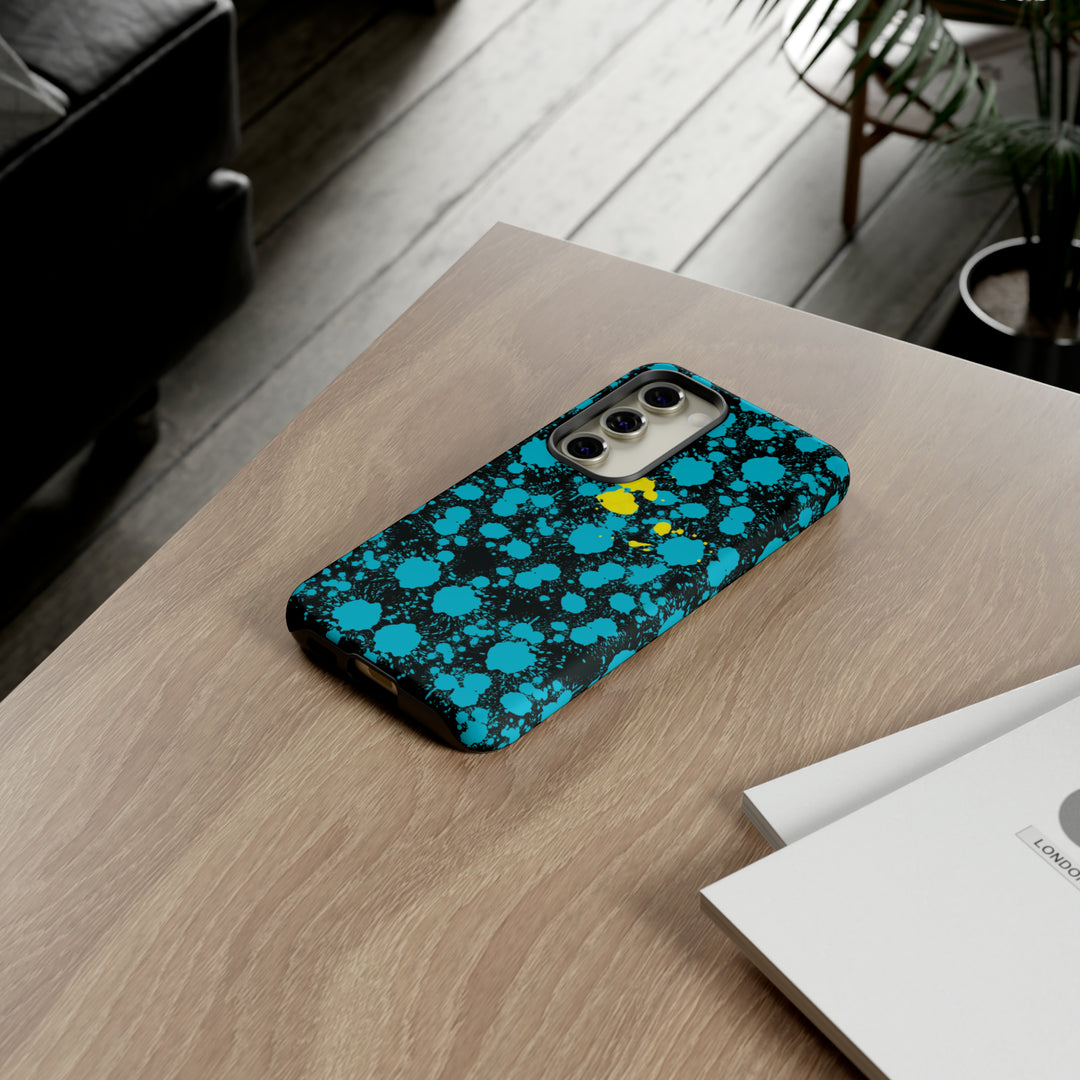 Cute Samsung Phone Cases, Blue Paint Splash Designer Samsung Galaxy S23 Phone Case, Samsung S22 Case, Samsung S21 Case, S20 - Studio40ParkLane