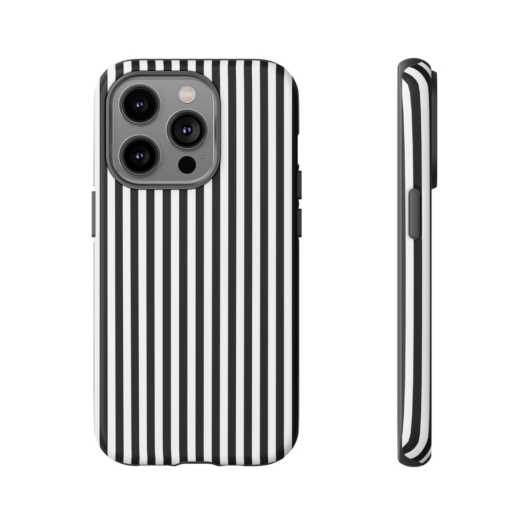 Tough Premium Black White Stripes Phone Case Gift for Her - For Apple iPhone 16 Pro Max 16e iPhone 15 Pro iPhone Iphone 14 Plus 13 Pro 12 SE XR - Studio40ParkLane