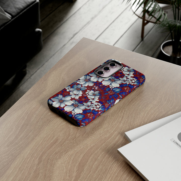 Cute Samsung Phone Case | Aesthetic Samsung Phone Case | Galaxy S23, S22, S21, S20 | Red Blue Flowers, Protective Phone Case - Studio40ParkLane