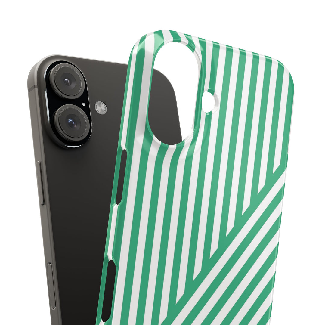 Aesthetic Emerald Stripes Cute Phone Case Sleek Snap - For iPhone 17 Pro Max iPhone 16 Pro iPhone 15 Iphone 14 Plus 13 Pro 12 11 10 Gift