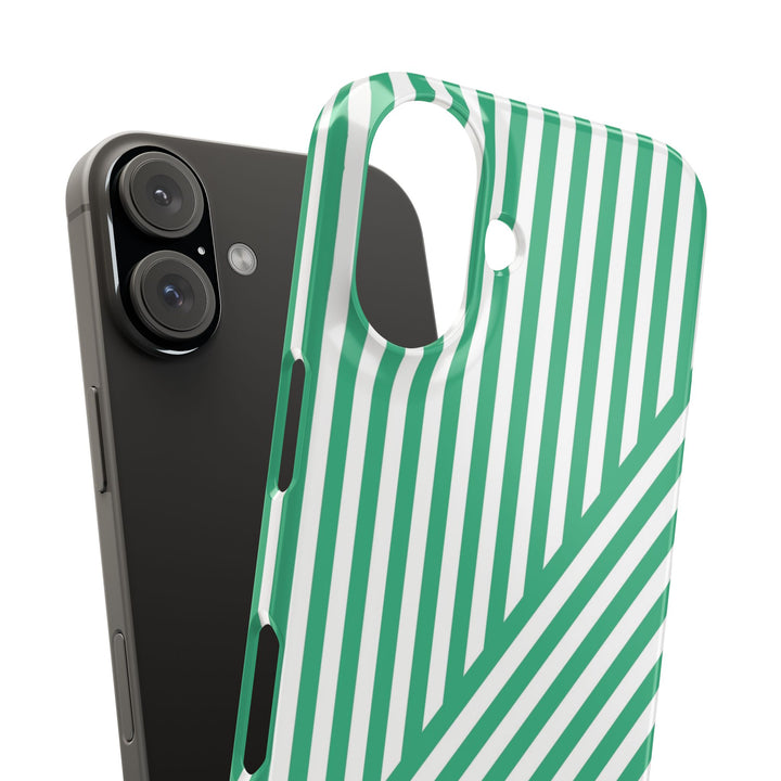 Aesthetic Emerald Stripes Cute Phone Case Sleek Snap - For iPhone 17 Pro Max iPhone 16 Pro iPhone 15 Iphone 14 Plus 13 Pro 12 11 10 Gift