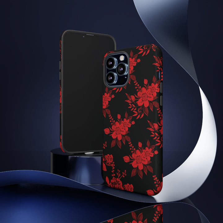 Cute IPhone Case | Red Black Flowers, iPhone 15 Case | iPhone 15 Pro Case, Iphone 14 Case, Iphone 14 Pro Max Case, Protective Iphone Case - Studio40ParkLane