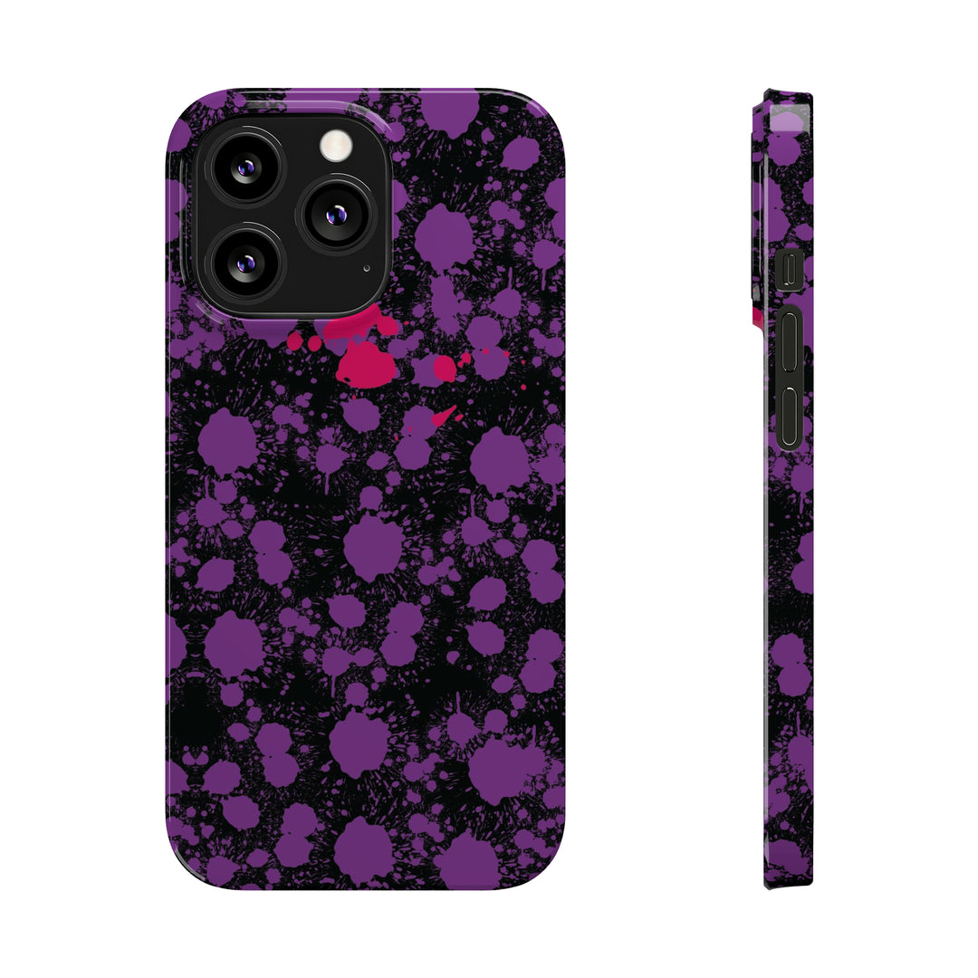 Slim Cute Phone Cases for Iphone - | iPhone 15 Case | iPhone 15 Pro Max Case, Iphone 14 Case, Iphone 14 Pro Max, Iphone 13, Purple Pink Paint Blots Splash - Studio40ParkLane