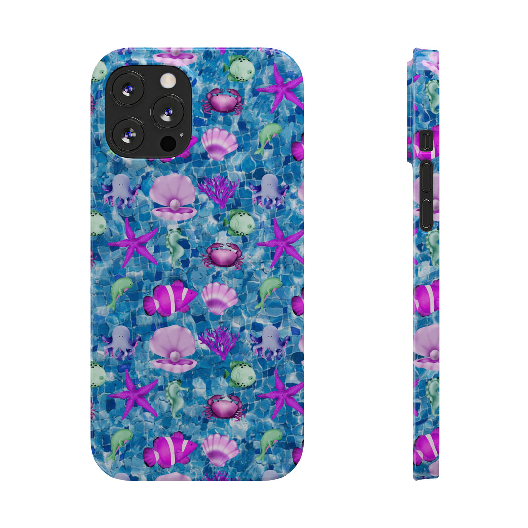 Slim Cute Phone Cases for Iphone - | iPhone 15 Case | iPhone 15 Pro Max Case, Iphone 14 Case, Iphone 14 Pro Max, Iphone 13, Blue Pink Under Sea - Studio40ParkLane