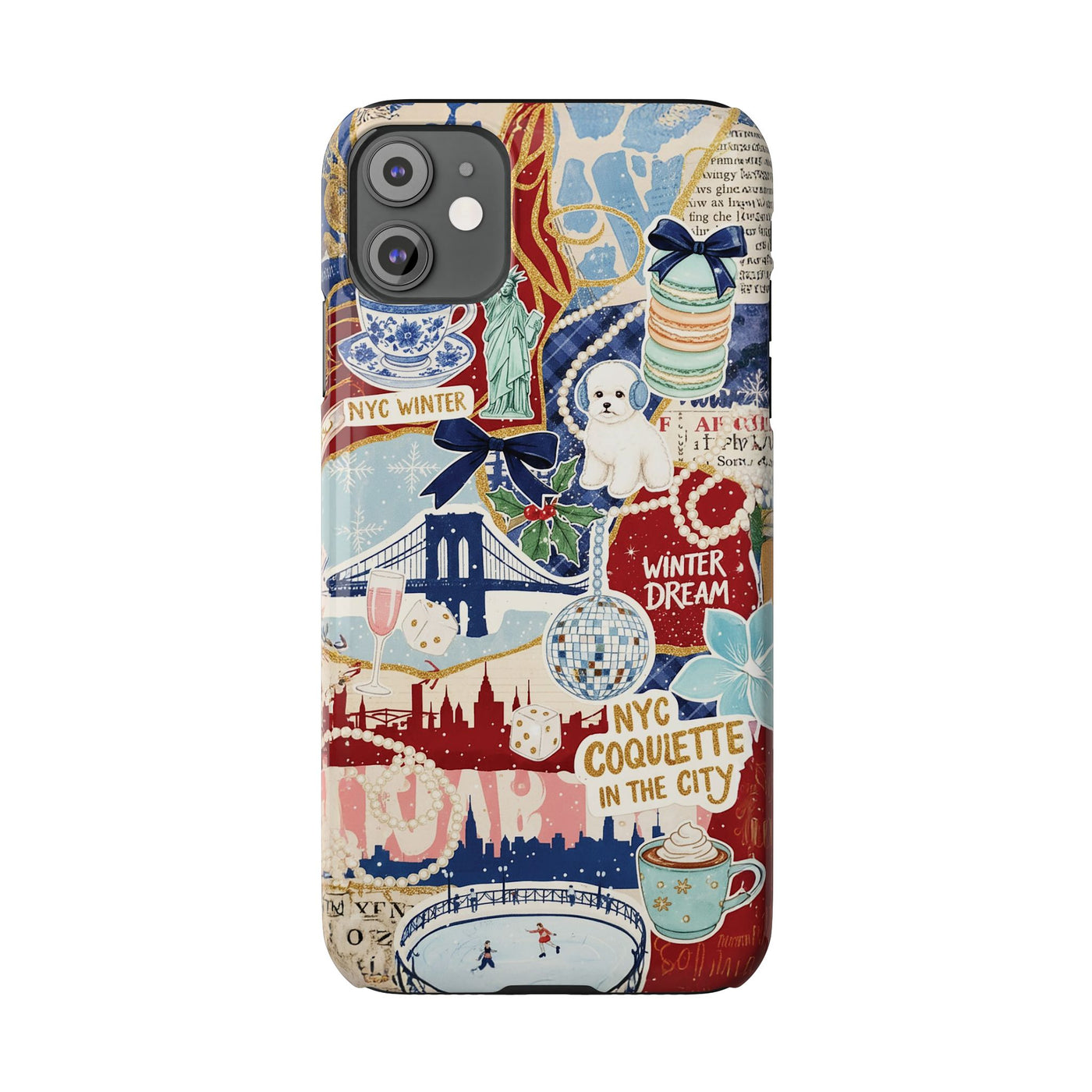 Slim New York Winter Coquette Collage Cute Phone Case for Iphone 16 - | iPhone 15 Pro Max Case | iPhone 14 Case Iphone 13 12 11 10 9 8 7 X - Studio40ParkLane