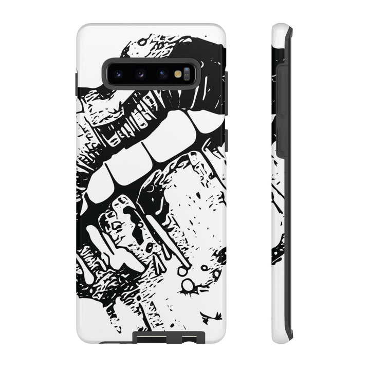 Cute Samsung Phone Case | Aesthetic Samsung Phone Case | Smile Lips Black White | Galaxy S23, S22, S21, S20 | Luxury Double Layer | Cool - Studio40ParkLane