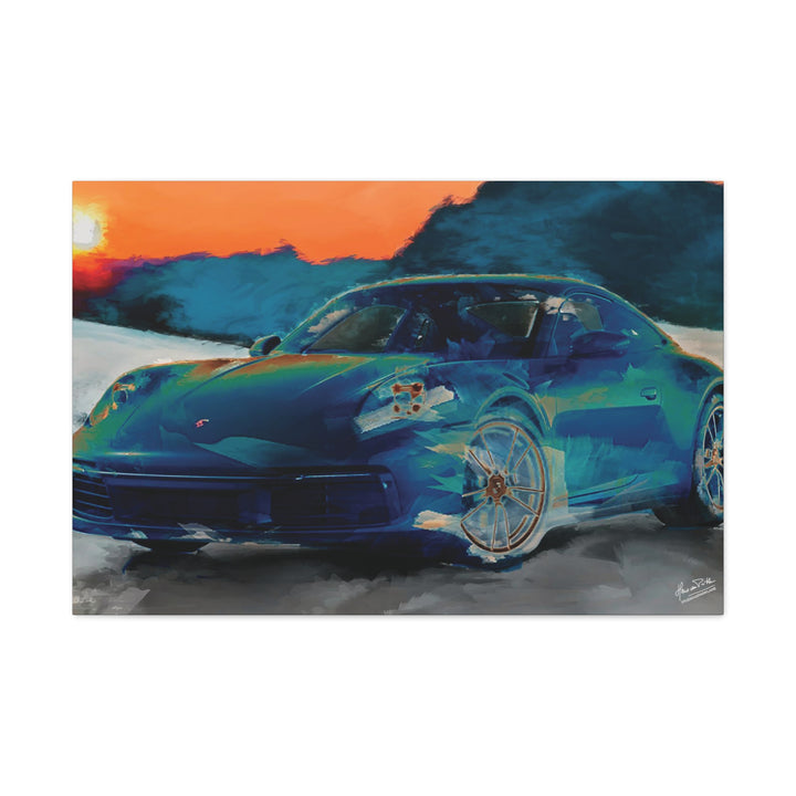 Porsche Wall Art on Canvas Print Gallery Wrapped - Gorgeous Porsche 911 Carrera Wall Art - Set in the mountains with a Sunset - Home Decor - Studio40ParkLane
