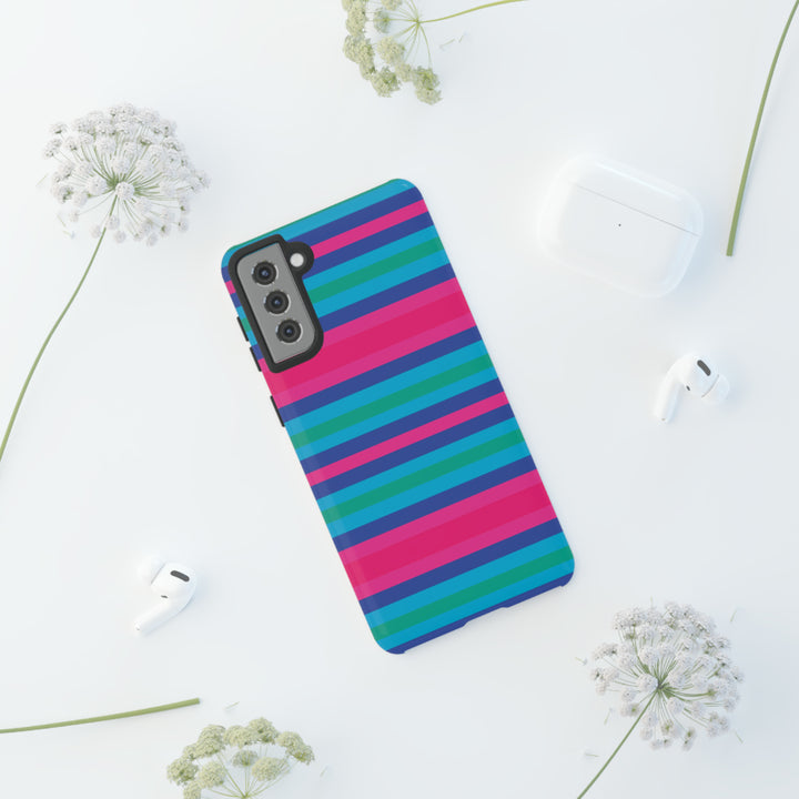 Cute Samsung Phone Case | Aesthetic Samsung Phone Case | Stripes Blue Pink | Galaxy S23, S22, S21, S20 | Luxury Double Layer | Cool - Studio40ParkLane