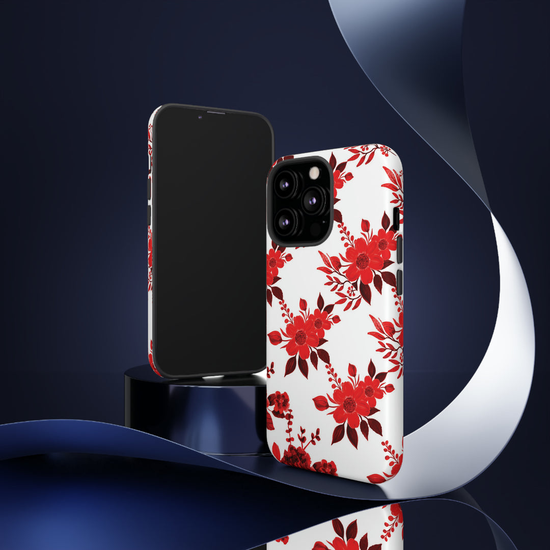 Cute IPhone Case | Red White Flowers, iPhone 15 Case | iPhone 15 Pro Case, Iphone 14 Case, Iphone 14 Pro Max Case, Protective Iphone Case - Studio40ParkLane