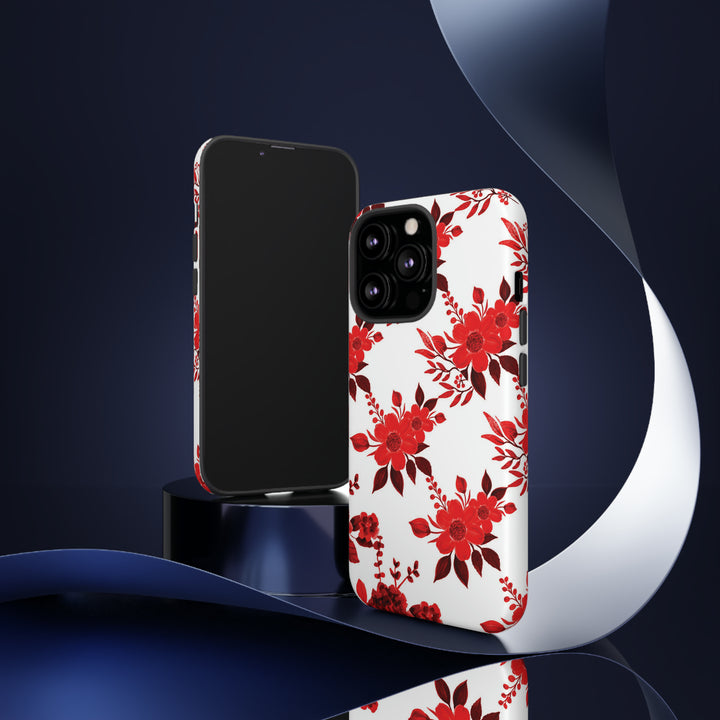 Cute IPhone Case | Red White Flowers, iPhone 15 Case | iPhone 15 Pro Case, Iphone 14 Case, Iphone 14 Pro Max Case, Protective Iphone Case - Studio40ParkLane
