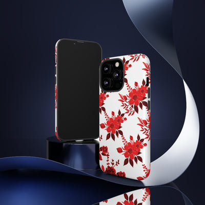 Cute IPhone Case | Red White Flowers, iPhone 15 Case | iPhone 15 Pro Case, Iphone 14 Case, Iphone 14 Pro Max Case, Protective Iphone Case