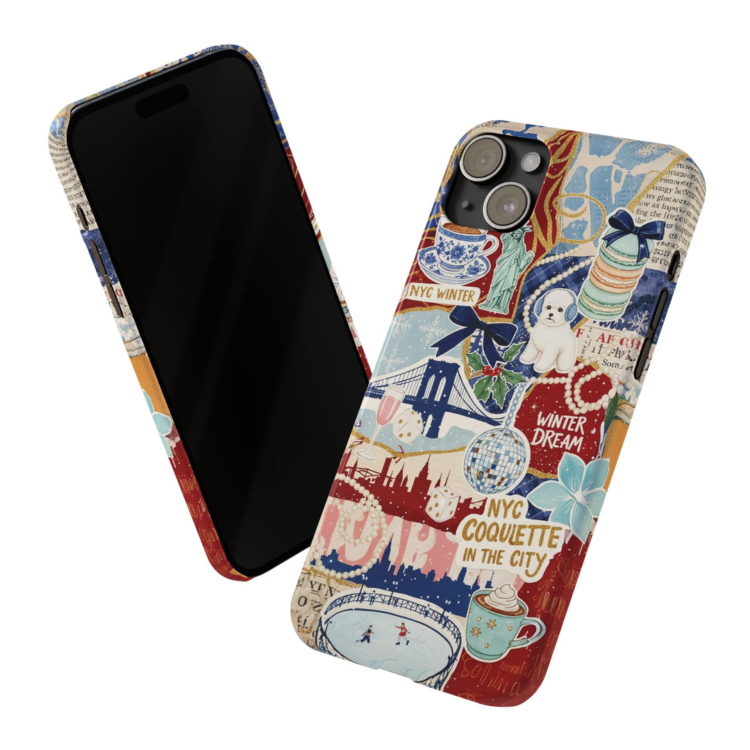 Slim New York Winter Coquette Collage Cute Phone Case for Iphone 16 - | iPhone 15 Pro Max Case | iPhone 14 Case Iphone 13 12 11 10 9 8 7 X - Studio40ParkLane