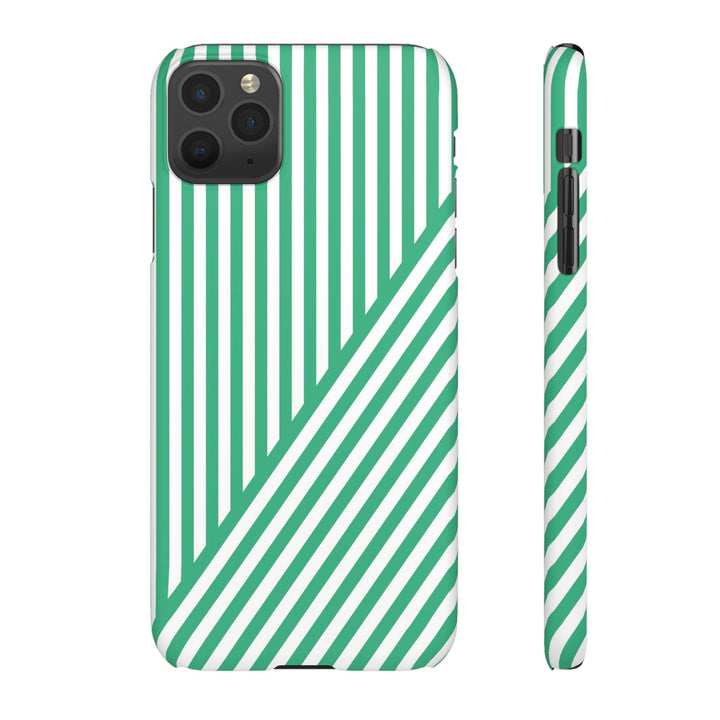 Aesthetic Emerald Stripes Cute Phone Case Sleek Snap - For iPhone 17 Pro Max iPhone 16 Pro iPhone 15 Iphone 14 Plus 13 Pro 12 11 10 Gift