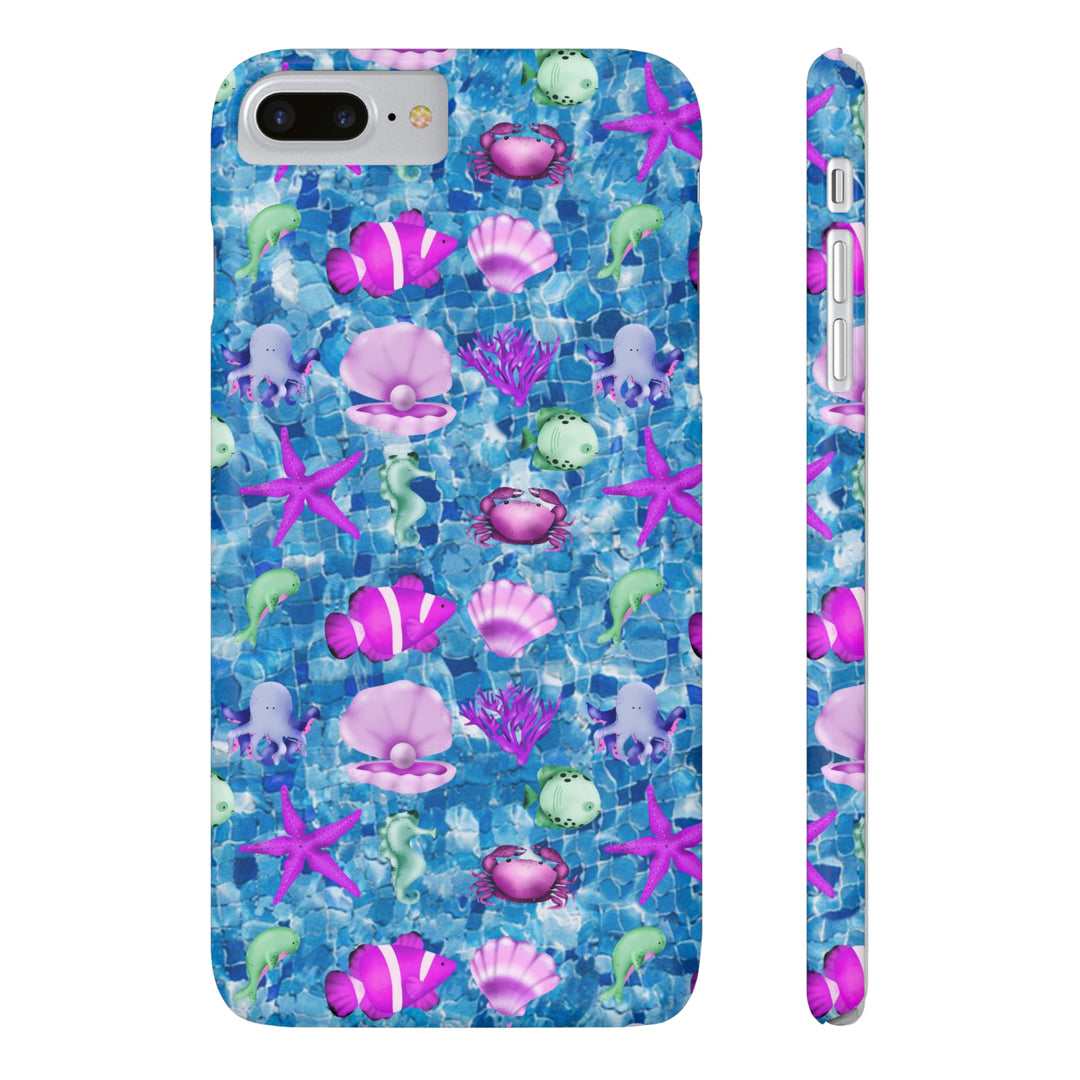 Slim Cute Phone Cases for Iphone - | iPhone 15 Case | iPhone 15 Pro Max Case, Iphone 14 Case, Iphone 14 Pro Max, Iphone 13, Blue Pink Under Sea - Studio40ParkLane