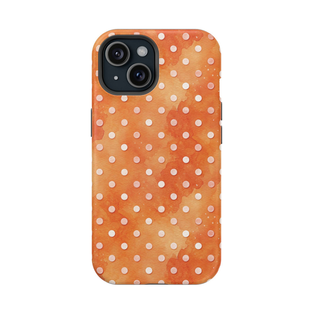 Aesthetic Tough Magsafe Orange Polka Dots Phone Case - For iPhone 17 Pro Max iPhone 16 Pro iPhone 15 Iphone 14 Plus 13 Pro 12 11 10 XR - Studio40ParkLane