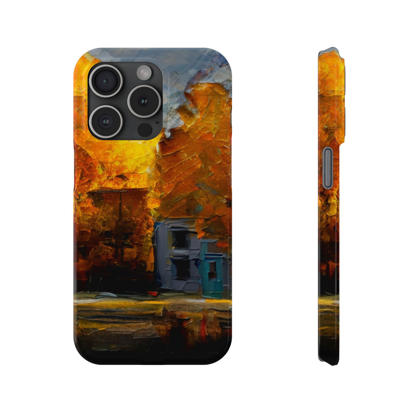 Slim Cute Phone Cases for Iphone - | iPhone 15 Case | iPhone 15 Pro Max Case, Iphone 14 Case, Iphone 14 Pro Max, Iphone 13, Fall Leaves Oil Paint Effect