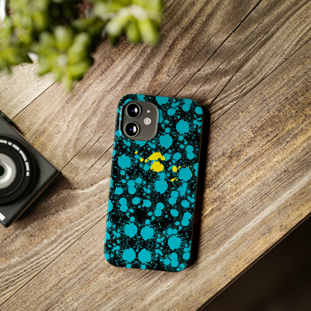 Slim Cute Phone Cases for Iphone - | iPhone 15 Case | iPhone 15 Pro Max Case, Iphone 14 Case, Iphone 14 Pro Max, Iphone 13, Paint Splash Blue Yellow - Studio40ParkLane