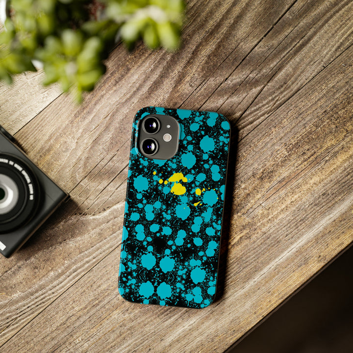 Slim Cute Phone Cases for Iphone - | iPhone 15 Case | iPhone 15 Pro Max Case, Iphone 14 Case, Iphone 14 Pro Max, Iphone 13, Paint Splash Blue Yellow - Studio40ParkLane