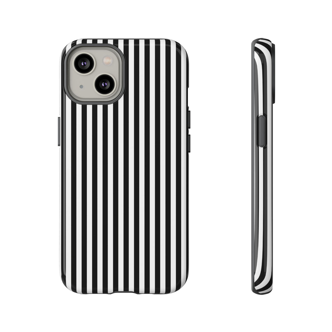 Tough Premium Black White Stripes Phone Case Gift for Her - For Apple iPhone 16 Pro Max 16e iPhone 15 Pro iPhone Iphone 14 Plus 13 Pro 12 SE XR - Studio40ParkLane