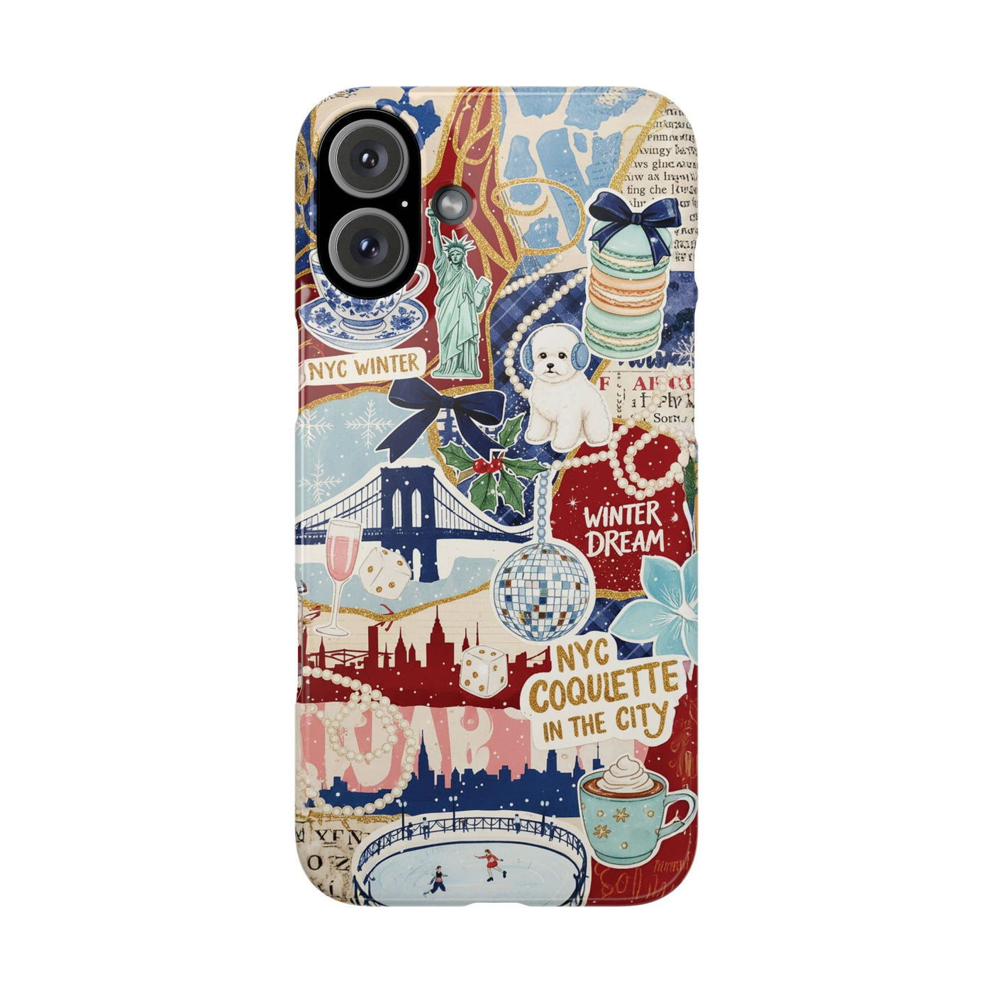 Slim New York Winter Coquette Collage Cute Phone Case for Iphone 16 - | iPhone 15 Pro Max Case | iPhone 14 Case Iphone 13 12 11 10 9 8 7 X - Studio40ParkLane