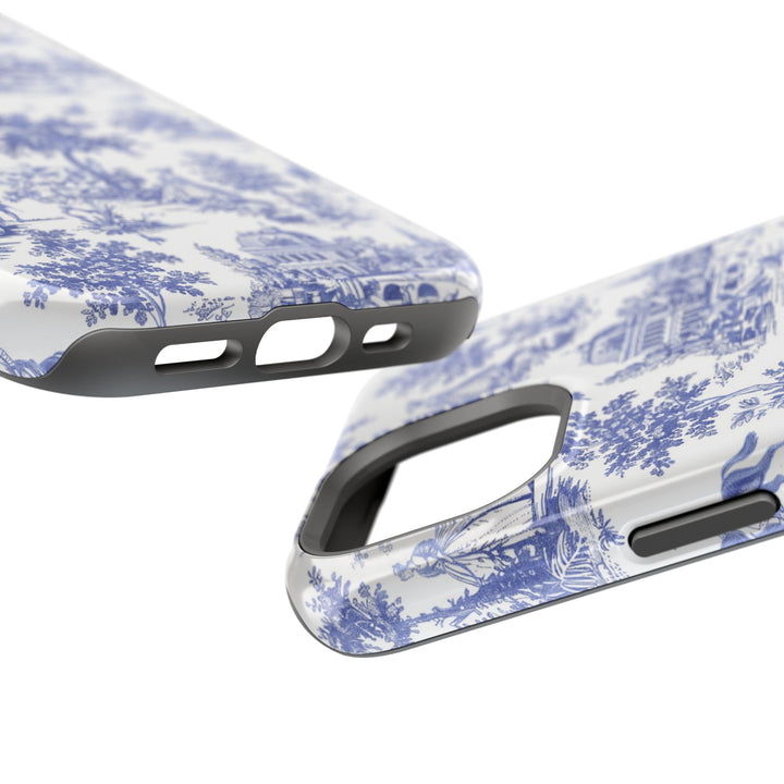 Blue Toile Magnetic Impact-Resistant Cute Phone Case for Iphone 16, iPhone 15 Pro Max Plus 14, 13, 12, 11 Gift for her - Studio40ParkLane