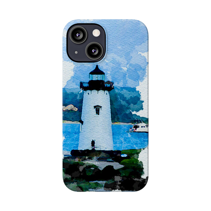 Slim Cute Phone Cases for Iphone - | iPhone 15 Case | iPhone 15 Pro Max Case, Iphone 14 Case, Iphone 14 Pro Max, Iphone 13, Beach Lighthouse Blue - Studio40ParkLane
