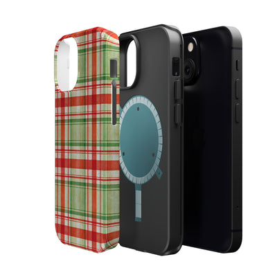 Aesthetic Tough Magsafe Red Green Checkered Phone Case - For iPhone 17 Pro Max iPhone 16 Pro iPhone 15 Iphone 14 Plus 13 Pro 12 11 10 - Studio40ParkLane