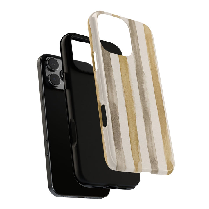 Tough Cute Brown Beige Stripes Phone Case, for IPhone 17 Pro Max | Iphone 17 Air, Iphone 16, IPhone 15, 14 13 12, Samsung Galaxy S26, S25, S24, S23 - Studio40ParkLane